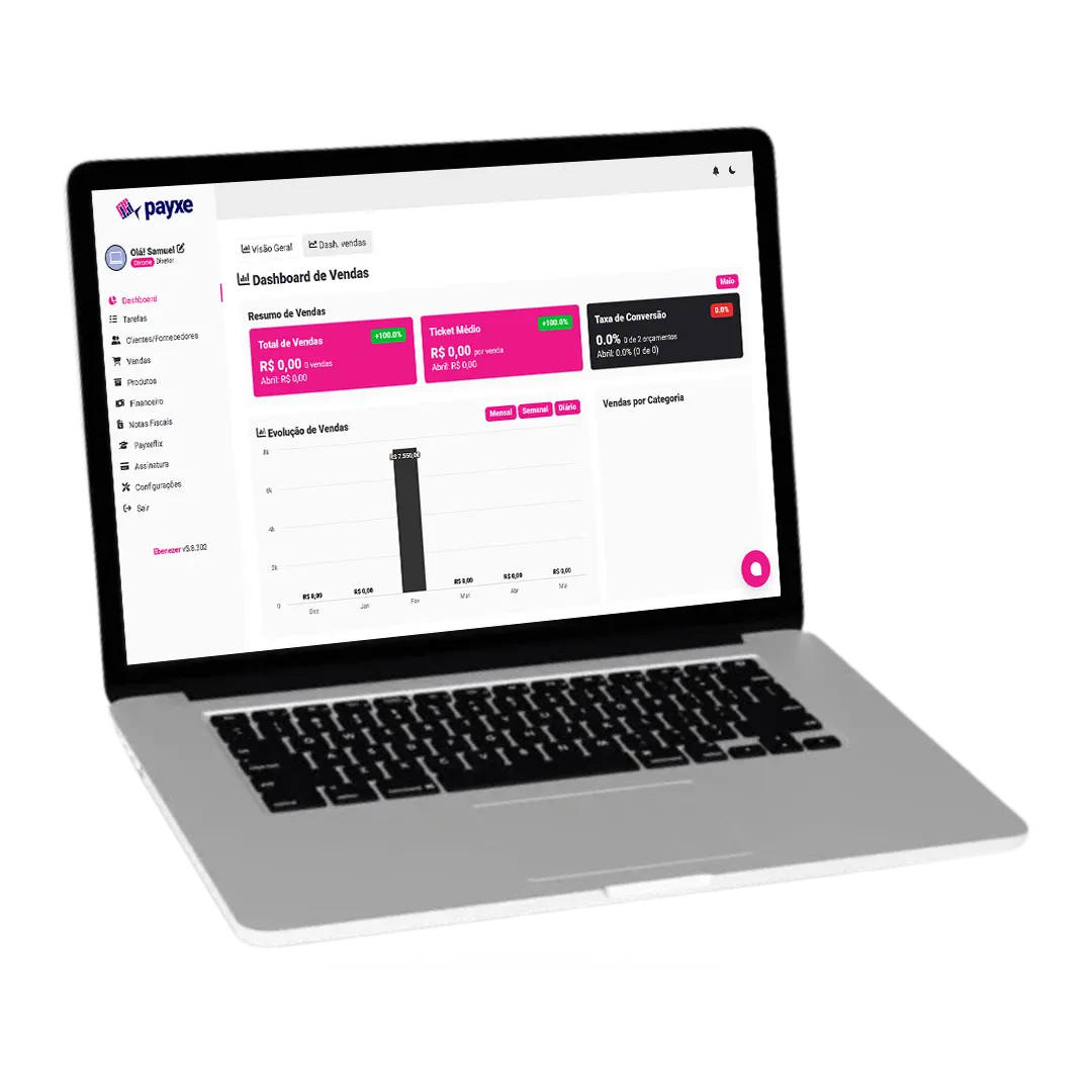 Notebook com sistema payxe